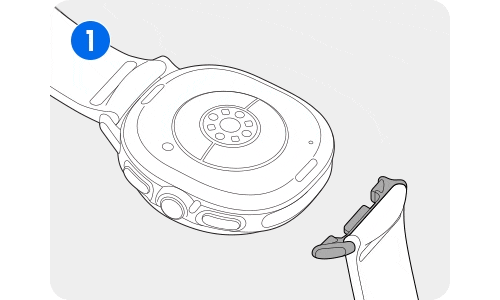 לחיצה על כפתור הרצועה של watch8 classic