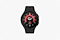A black titanium Galaxy Watch5 Pro with a black D-Buckle Sport Band is seen from the front.