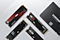 The 870 EVO SATA 2.5” STA in black standing on one side next to the 870 QVO SATA 2.5” SSD, in front are two 990 PRO with Heatsink PCIe 4.0 NVME SSDs and one 990 PRO PCIe 4.0 NVME SSD next to one another.