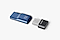 Three USB flash drives are perpendicular to each other. The Bar Plus USB 3.1 Flash Drive (2020) in Silver in on top of the blue USB Flash Drive Type-C™ 256GB and FIT Plus USB 3.1 Flash Drive (2020) in black.