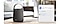 On the left is a wireless speaker. On the right is GUI of Media output pop-up, showing Samsung music is now connected to Room Speaker.