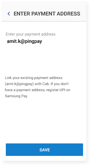Register BHIM UPI with Cab THROUGH Samsung Pay