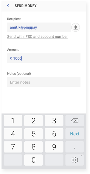 Send Money by BHIM UPI through Samsung pay