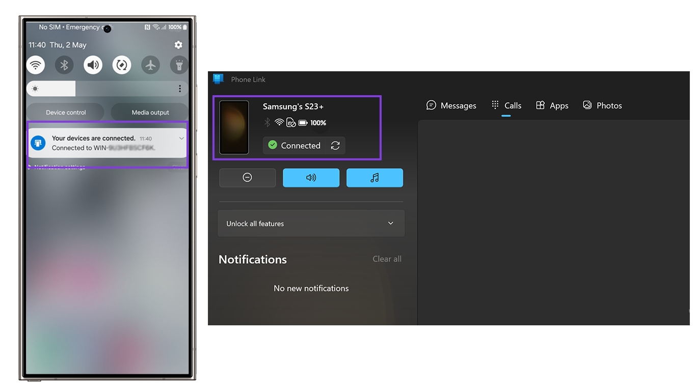 image showing the device has been connected sucessfully