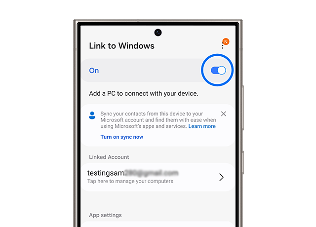 image showing how to turn the link to windows function on