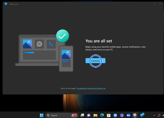 image showing to select the continue option