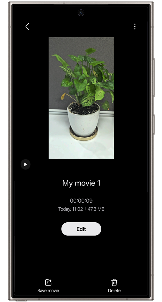 image showing recorded video on galaxy phone