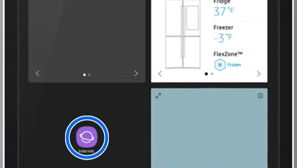 1. On the Home screen of your Samsung Family Hub Refrigerator, locate and open the Internet app.