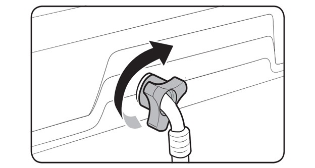 connect the other end of the water hose to the inlet valve