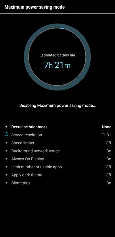 Turning off Maximum power saving mode