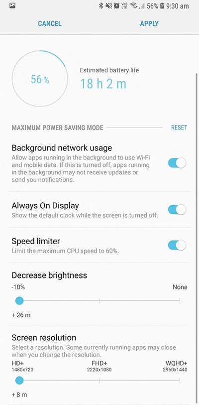 Customise your Power saving mode