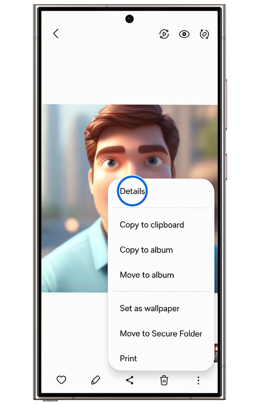 image showing to tap details