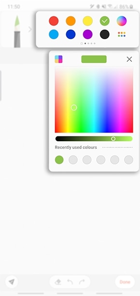 Pick a colour from preloaded colours or choose from the colourwheel