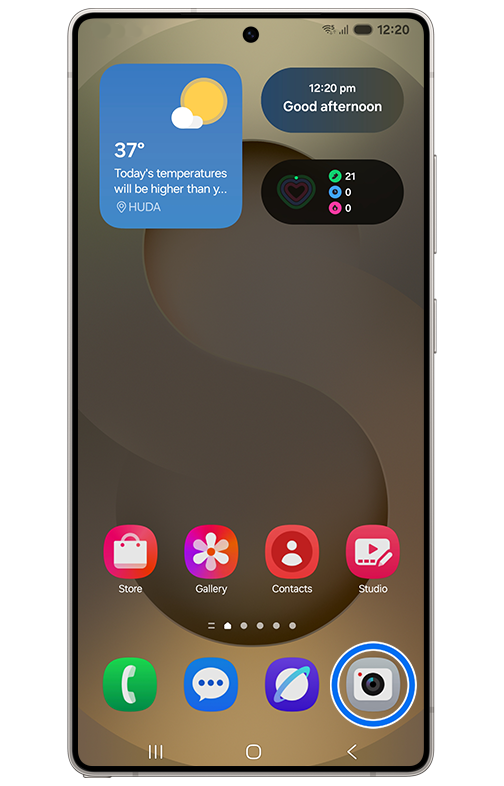 image showing to tap on camera p on samsung devices