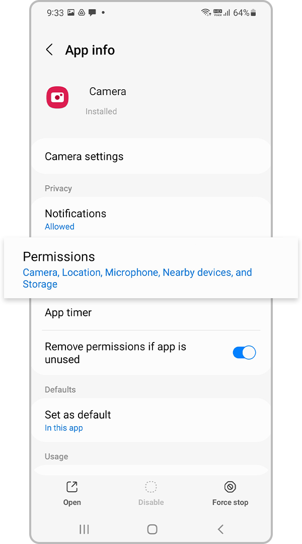 Select App Permissions