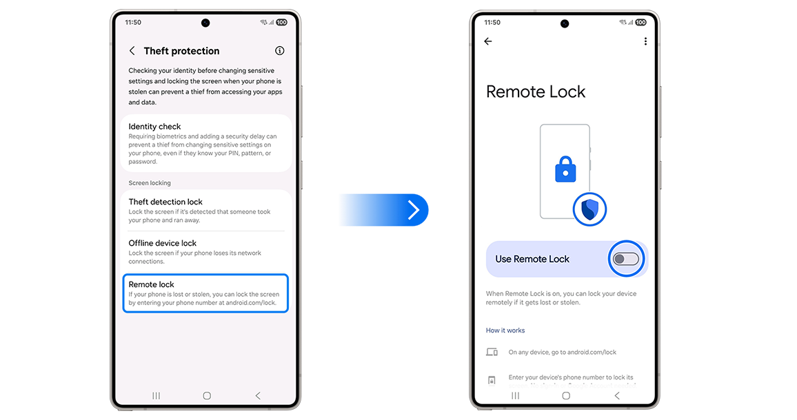 Allows you to lock the screen remotely by entering your phone number at android.com/lock if your phone is lost or stolen