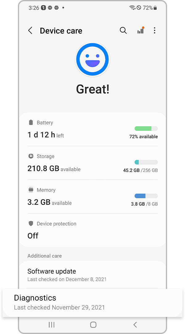 Device care Diagnostics