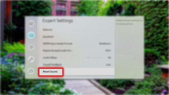 How to reset sound setting in QLED?