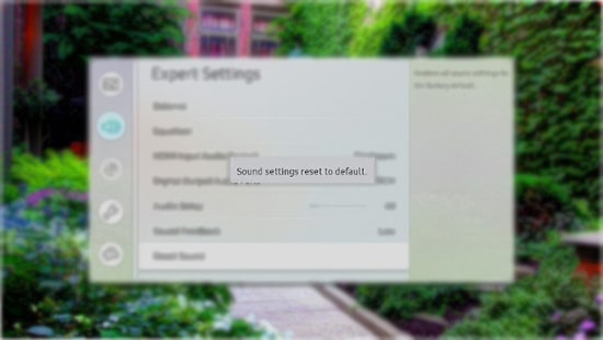 How to reset sound setting in QLED?