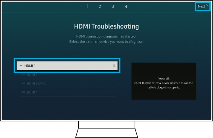 استكشاف أخطاء HDMI عبر ميزة التشخيص الذاتي بتطبيق Device Care وإصلاحها