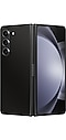 Galaxy Z Fold5ـی نیمچە کراوە، بە ڕەنگی ڕەشی کاڵ لە دواوەڕا دەبیندرێت.