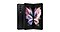 نمای پشت از Galaxy Z Fold3 مشکی سایهدار پشت یک  Galaxy Z Fold3 که به سمت دوربین باز شده است و نقاشی زیبای پروانه روی آن دیده میشود.