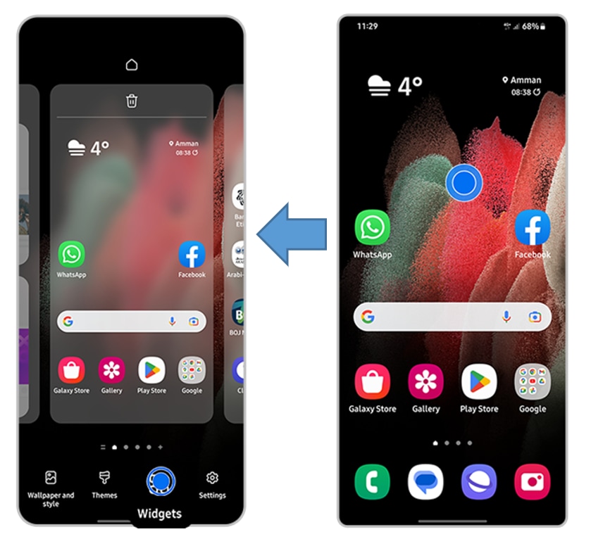 add applications and widgets to the home screen