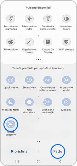 immagine del pannello rapido di un telefono samsung