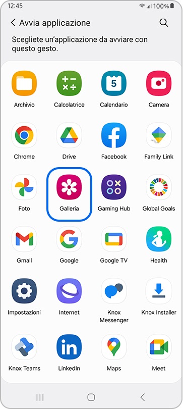 Seleziona Galleria per aggiornare l’azione associata al trascinamento