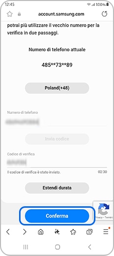Inserisci il tuo nuovo numero e verifica il codice che ricevuto