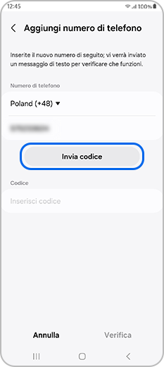 Inserisci il codice sotto Codice e tocca Verifica
