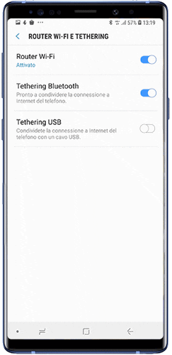 Tethering USB è disponibile solo quando il telefono è connesso via USB
