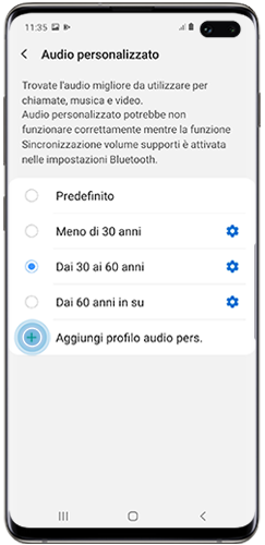 I profili d’età disponibili sono 3: meno di 30 anni, da 30 a 60, dai 60 in su; cui si aggiungono le impostazioni personalizzate e quelle predefinite