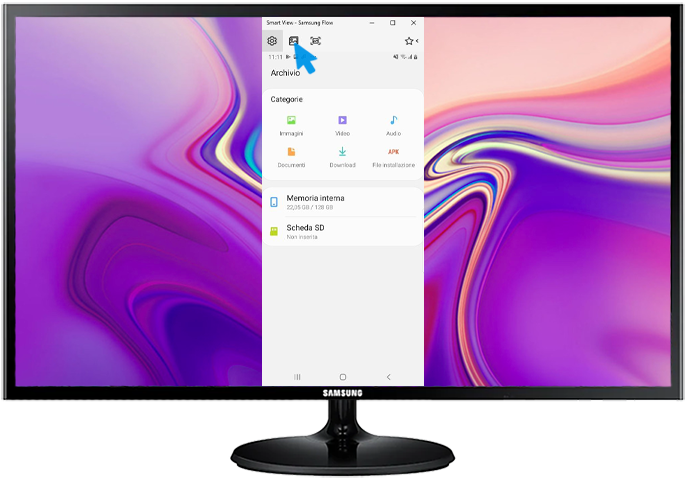 Icona per disattivare la funzione mirroring di Samsung Flow
