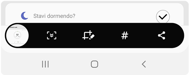 Icona di scroll capture nella barra delle modifiche dello screenshot