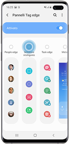 Pannello edge disponibile per la Selezione Intelligente