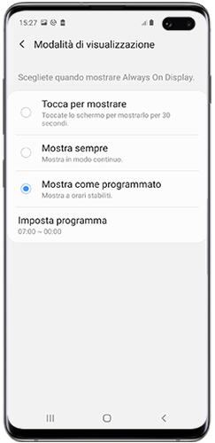 L'opzione "Tocca per mostrare" è attivata per default