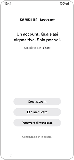 Richiesta di accesso all'account Samsung.