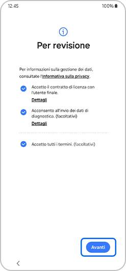 Informazioni importanti vengono visualizzate sullo schermo.