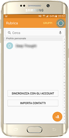 Cliccare l’icona per accedere al Menu gestione contatti di Galaxy S6 Android 6