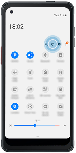 La foto mostra la posizione dell’icona di accensione nel Pannello rapido