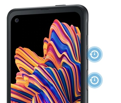 Il tasto laterale e il tasto Volume meno si trovano sul lato destro di Galaxy XCover Pro