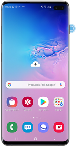 Posizione del tasto di accensione di Galaxy S10. Il tasto è posizionato in modo differente a seconda del modello