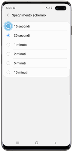 Opzioni di spegnimento automatico dello schermo di Galaxy S10