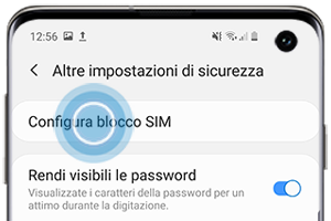 L'opzione Configura blocco SIM si trova nella sezione Altre impostazioni di sicurezza