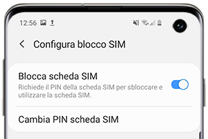 Opzioni della sezione Configura blocco SIM