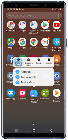 Creare cartella Galaxy Android 9