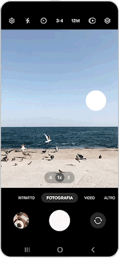 GIF che mostra il pulsante di scatto fluttuante rimosso toccando il pulsante meno