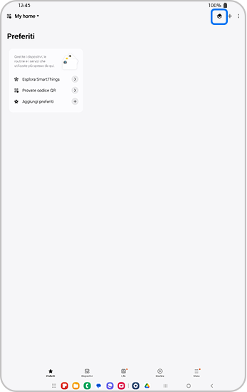 Homepage dell'app SmartThings