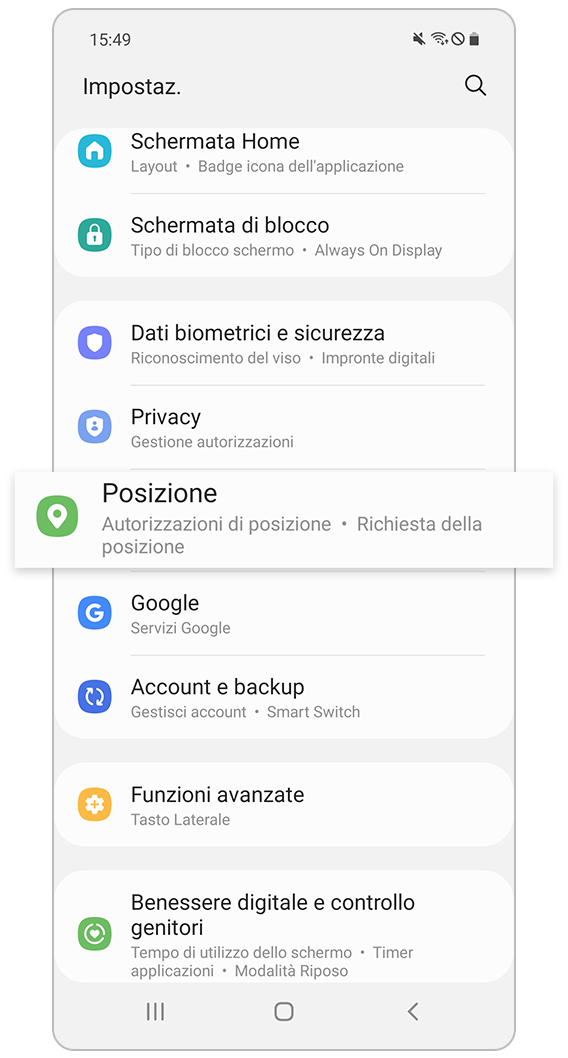 Impostazioni della posizione